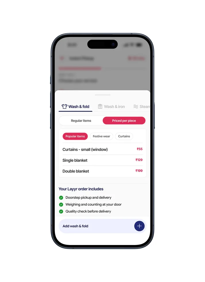 Layyr service selection and estimate screens 1