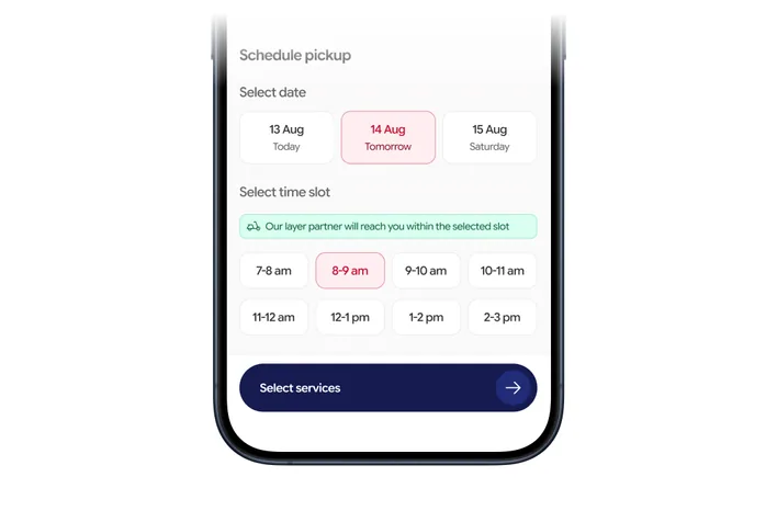 Layyr screens from the full booking flow 2